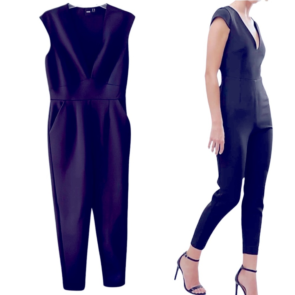 ASOS Black Plunging Neckline Jumpsuit Size 8